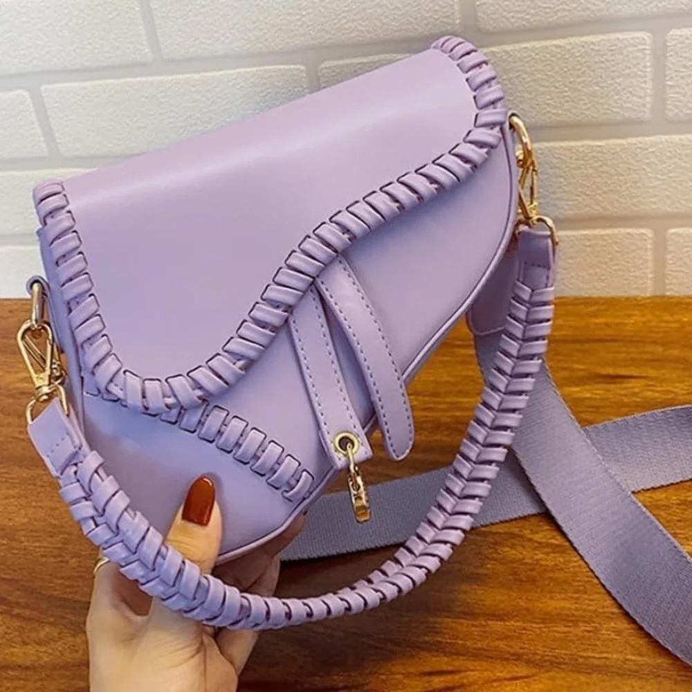 Lavender spring saddle bag crossbody bag purse with gold hardware
